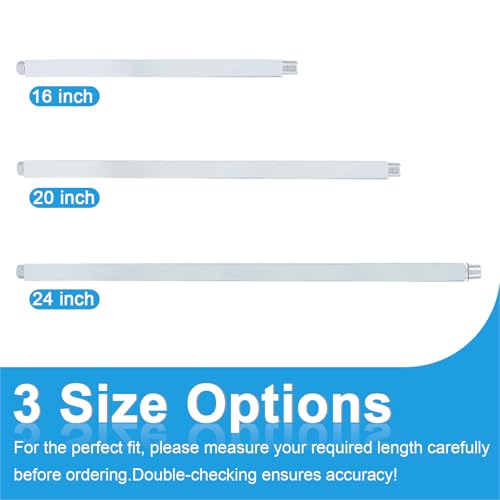 Drettyer Ceiling Mount Shower Arm with Flange 20 Inches Square Straight Extender Extension Pipe Replacement, Long Shower Arm For Fixed Rain Shower Head or High Ceiling, Chrome - Image 5