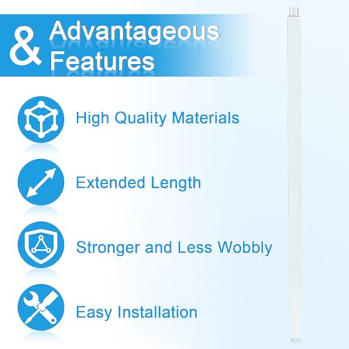 Drettyer Ceiling Mount Shower Arm with Flange 20 Inches Square Straight Extender Extension Pipe Replacement, Long Shower Arm For Fixed Rain Shower Head or High Ceiling, Chrome - Image 2