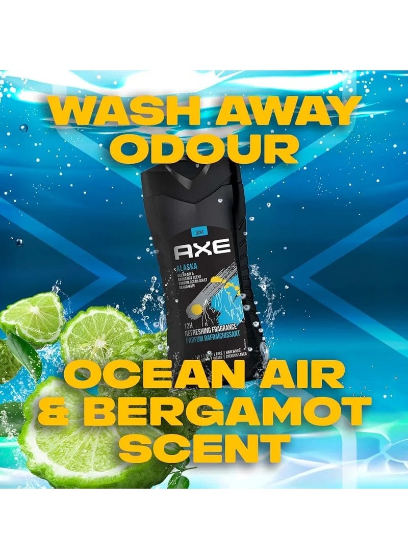 Axe - Alaska Men's 3-in-1 Body, Face & Hair Wash, Fresh Ocean Air & Bergamot Scent, Naturally Originated Ingredients Eliminates Odor & Bacteria, Paraben Free, Dermatologist Tested Axe, 250ml, Axe - Image 1