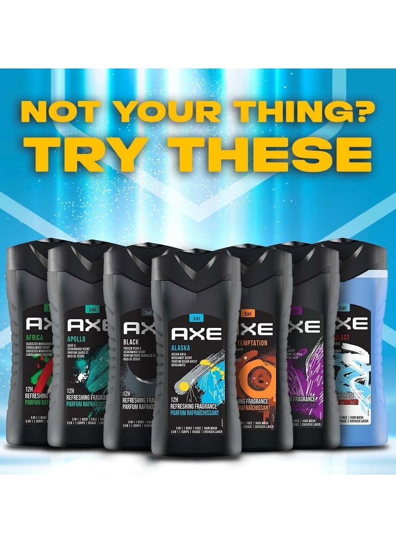 Axe - Alaska Men's 3-in-1 Body, Face & Hair Wash, Fresh Ocean Air & Bergamot Scent, Naturally Originated Ingredients Eliminates Odor & Bacteria, Paraben Free, Dermatologist Tested Axe, 250ml, Axe - Image 1