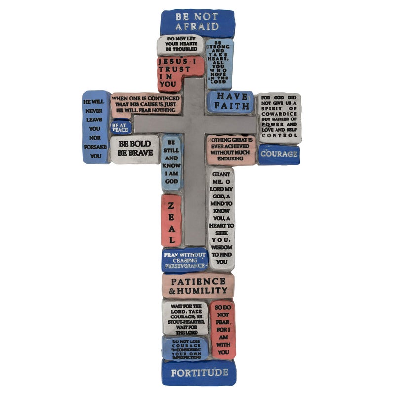 VILLAGE GIFT IMPORTERS Inspirational Wall Cross Encouraging Words and Phrases Be Not Afraid Courage Great Christian Gift Home Church and Office Decor Ready to Hang