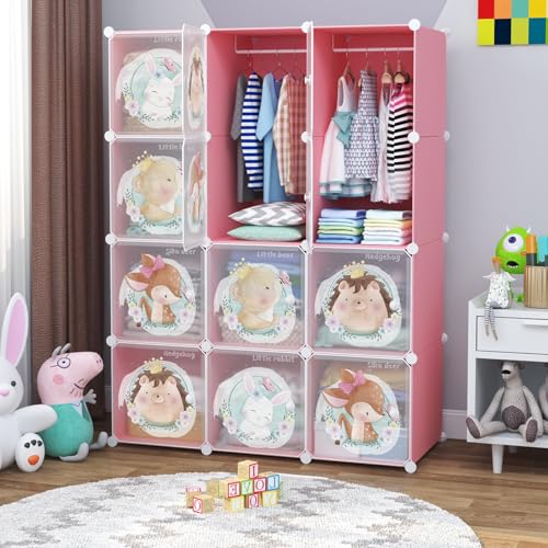 ELINDOR 12-Doors Plastic Wardrobe for Kids Clothes | Baby Cupboard Almirah for Clothes| Foldable Collapsible Wardrobe Organizer | Kids Almirah & Baby Cupboard for Storage - Image 1