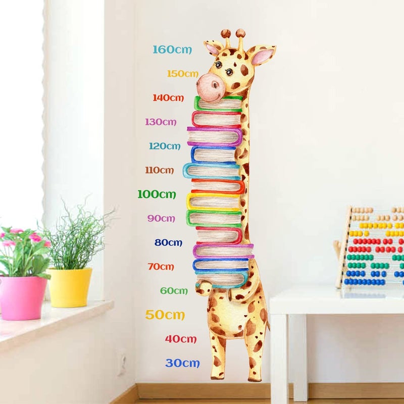 Boodecal 244 x 57 inches Giraffe Books Cute Animal Cartoon Version Growth Chart for Kids Height Chart Ruler Wall Decor for Measuring Kids Boys Girls Wall Decals Stickers for Children Room Nursery