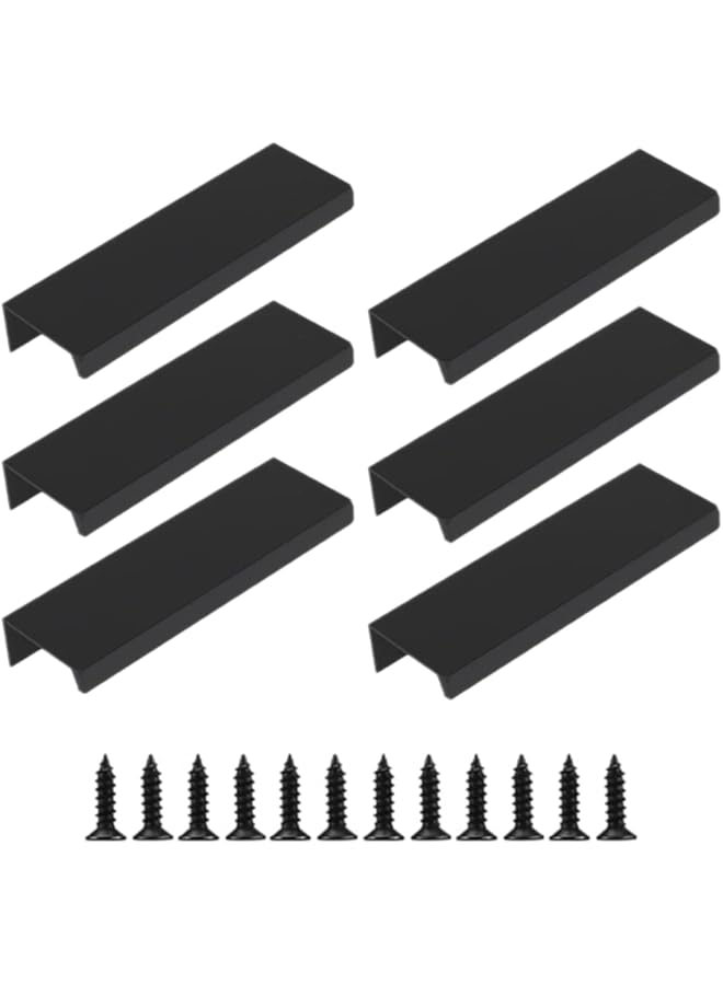 6 Pack Back Mount Finger Edge Pull Handles,Concealed Handles,Cabinet Pull Handles,Black Home Kitchen Bedroom Cabinet Wardrobe Drawer Furniture Door Pull Handles