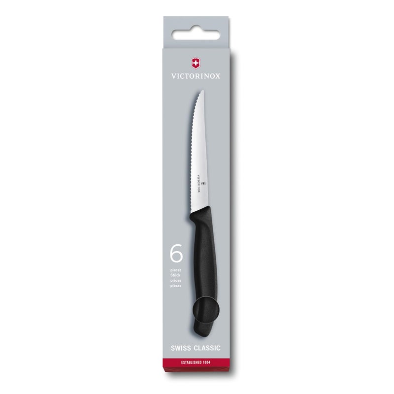 Victorinox Victorinox 6.7233.6 Swiss Classic Steak Knife Set Ideal for Slicing a Wide Variety of Steak Cuts Serrated Blade in Black, Set of 6  - Image 3
