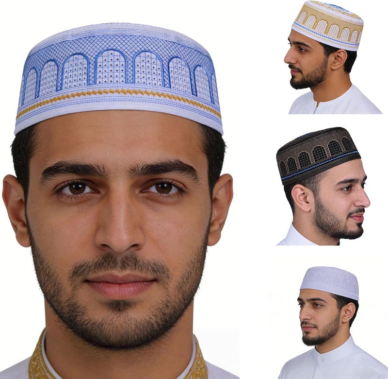 Multipurpose Embroidered Cultural Headwear Ideal for Adults and Lightweight Muslims Headpiece Stylish Muslims Cap Arabic Hat - Image 4