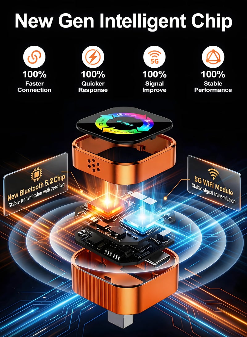 Chillspace 4-in-1 Wireless CarPlay & Android Auto Adapter with Video Streaming, New Upgraded Dongle for YouTube, Netflix, TikTok via AirPlay & MirrorLink, Bluetooth 5.3, Plug & Play, Mini Adapter with USB/USB-C Port - Fits 98% of Vehicles - Image 4