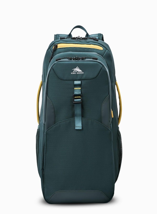 High Sierra Hi-Life 3-in-1 Convertible Backpack - Features Removable Daypack, Stack-It Strap, Adjustable Sternum Strap, Fleeced Pocket For Scratch Protection, Dual Water Bottle Pockets - Green/Yellow - Image 2