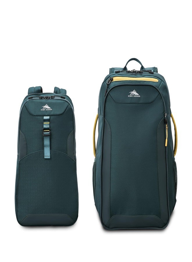High Sierra Hi-Life 3-in-1 Convertible Backpack - Features Removable Daypack, Stack-It Strap, Adjustable Sternum Strap, Fleeced Pocket For Scratch Protection, Dual Water Bottle Pockets - Green/Yellow - Image 3