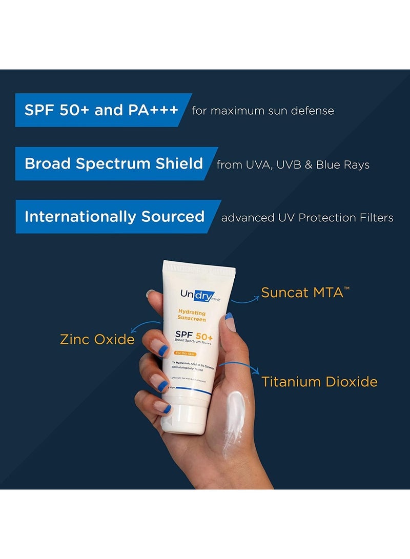 Undry Clinic Hydrating Sunscreen for Dry Skin 50gm - Image 3