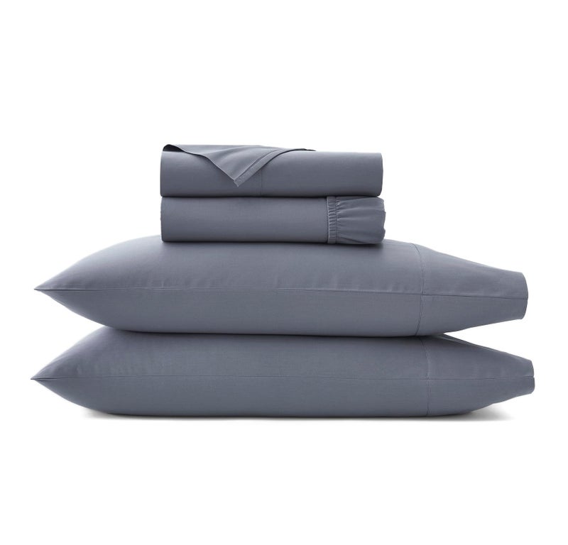 BOLL & BRANCH Signature Hemmed Sheet Set - Luxury 100% Organic Cotton - 1 Flat Sheet  1 Fitted Sheet and a Pillowcase with 7  Hemline - Buttery Soft and Breathable  Mineral  Twin - Image 1