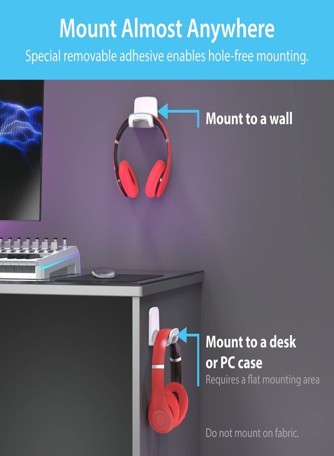 TotalMount Headphone Holder - Hanger Won’t Damage Your Wall with Screws or Permanent Adhesive (Studio-Grade White - One Pack) - Image 4