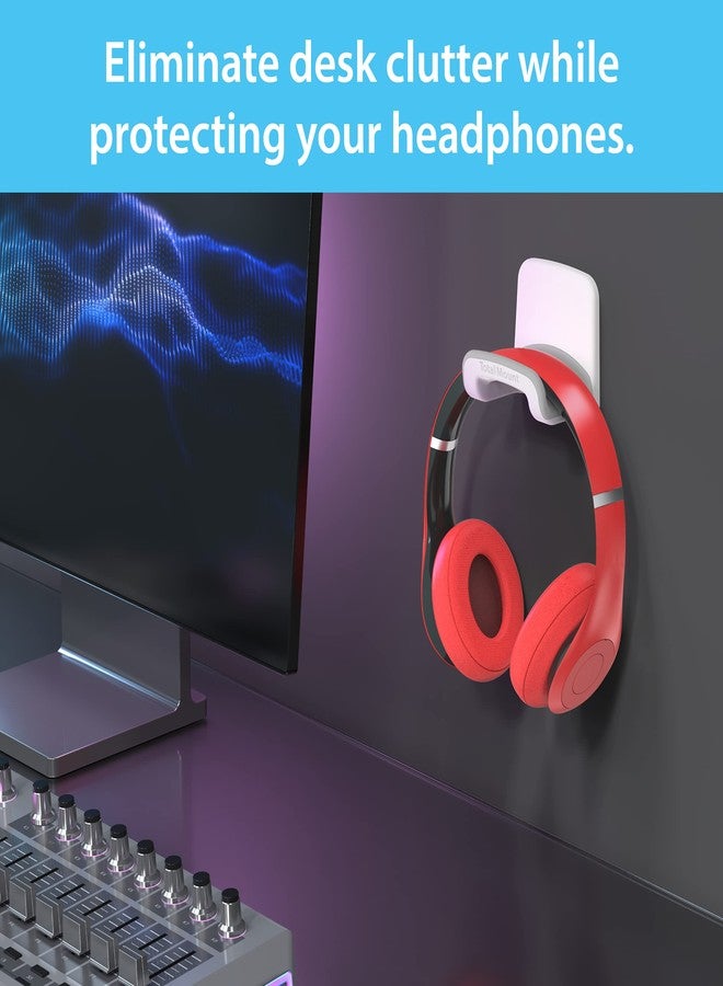 TotalMount Headphone Holder - Hanger Won’t Damage Your Wall with Screws or Permanent Adhesive (Studio-Grade White - One Pack) - Image 2