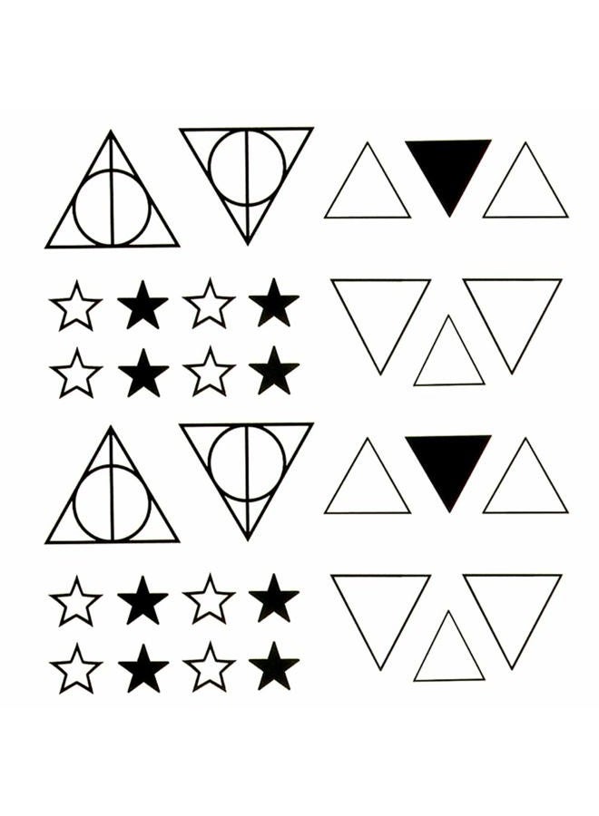 Oottati 2 Sheets Small Cute Temporary Tattoo Stickers Triangle Star Geometry - Image 1