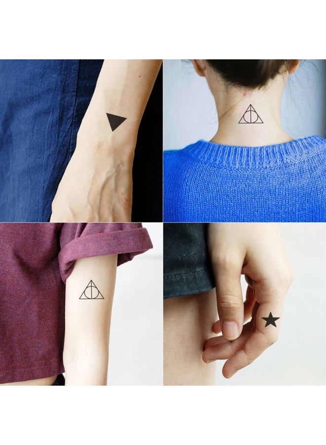 Oottati 2 Sheets Small Cute Temporary Tattoo Stickers Triangle Star Geometry - Image 4