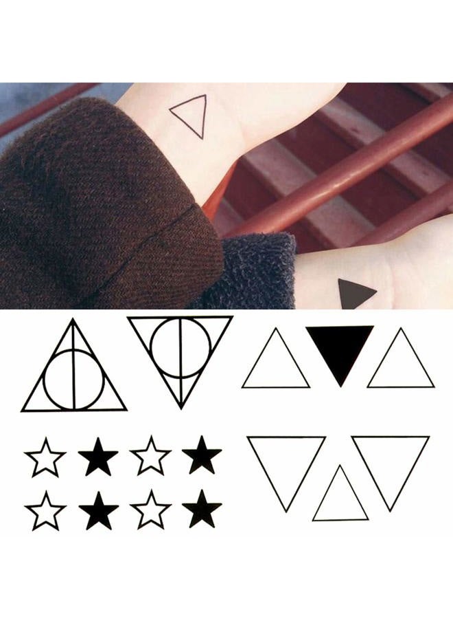 Oottati 2 Sheets Small Cute Temporary Tattoo Stickers Triangle Star Geometry - Image 3