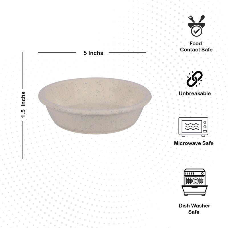 CORNET Polyproplene Round Chaat Bowl | Microwave Safe | Dessert Bowls | for Guests (Ivory, Set of 4) (5 * 5 * 1.5 Inches) - Image 3