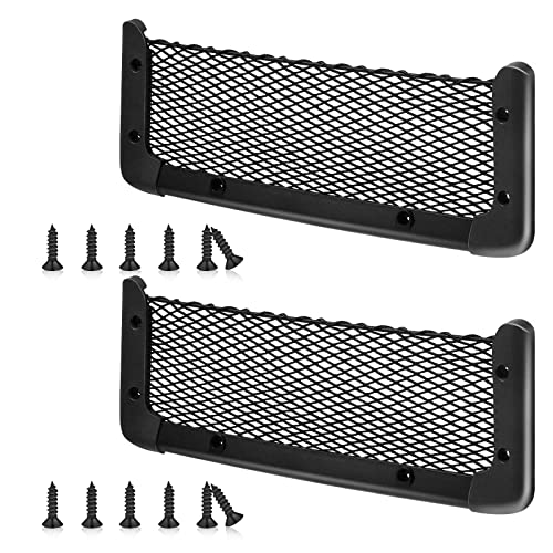 Frienda 2 Pcs ABS Plastic Frame Car Storage Net Bag Phone Car Mesh Net Holder RV Storage Boat Cargo Pocket Organizer Framed Mesh Pocket with Screws for Auto RV (13.8 x 5 Inch) - Image 1