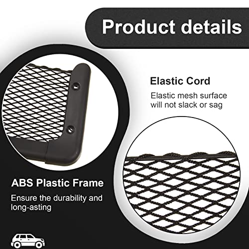 Frienda 2 Pcs ABS Plastic Frame Car Storage Net Bag Phone Car Mesh Net Holder RV Storage Boat Cargo Pocket Organizer Framed Mesh Pocket with Screws for Auto RV (13.8 x 5 Inch) - Image 3