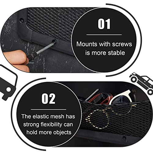 Frienda 2 Pcs ABS Plastic Frame Car Storage Net Bag Phone Car Mesh Net Holder RV Storage Boat Cargo Pocket Organizer Framed Mesh Pocket with Screws for Auto RV (13.8 x 5 Inch) - Image 4