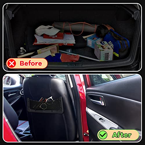 Frienda 2 Pcs ABS Plastic Frame Car Storage Net Bag Phone Car Mesh Net Holder RV Storage Boat Cargo Pocket Organizer Framed Mesh Pocket with Screws for Auto RV (13.8 x 5 Inch) - Image 5