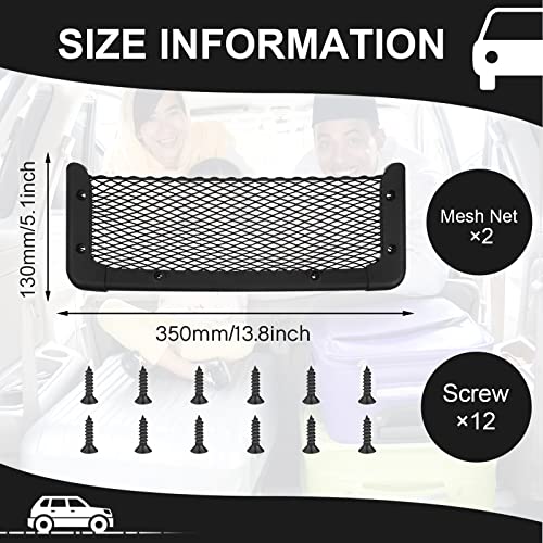 Frienda 2 Pcs ABS Plastic Frame Car Storage Net Bag Phone Car Mesh Net Holder RV Storage Boat Cargo Pocket Organizer Framed Mesh Pocket with Screws for Auto RV (13.8 x 5 Inch) - Image 2