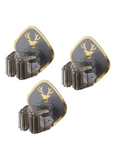 Y&D Broom Mop Holder Tidy Organizer 3 Pack Wall Mounted Plastic Self-Adhesive and for Storing Brush Mops Tools  - Image 1