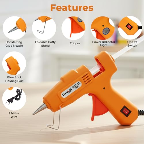 Themisto 20 Watt Mini Hot Melt Glue Gun with 10 Glue Sticks For DIY Art And Crafts. - Image 2