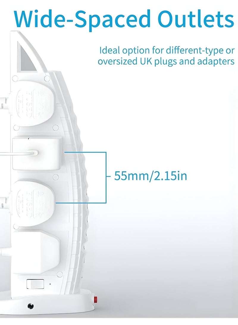 PowerMax 14-in-1 Power Tower Extension with 8 AC Outlets & 6 USB Ports, 5M Cord, 3250W / 13A, Overload Protection, Fire-Retardant Shell 750°C, UK Plug for Home & Office - Image 5