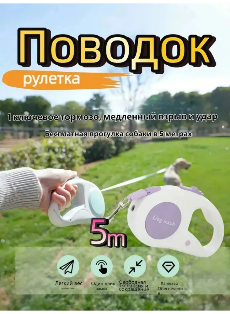 Retractable Dog Leash 5M Automatic Flexible Dog Puppy Cat Traction Rope Belt Dog Leash For Small Medium Dogs Pet Supplies With front lighting - Image 2