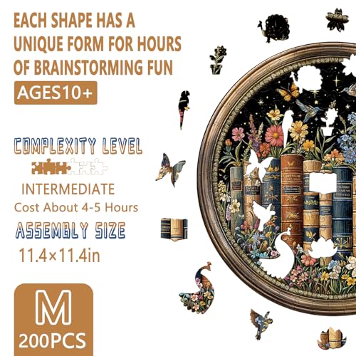 Artipuz Wooden Puzzles for Adults Flower of Wisdom Wooden Puzzle Unique Shape Wood Jigsaw Puzzles for Adults Wood Puzzle Adult Gifts for Friends and Family Wall Art Home Decor 200pcs 114 114in M - Image 5