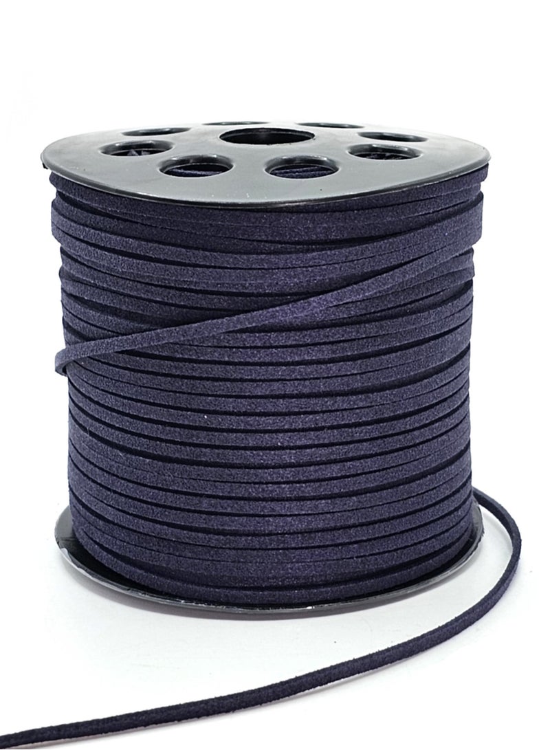 2.6mm Navy Blue Suede Cord, 100 Yards Flat Faux Leather Cord for Necklaces, Bracelets, Jewelry Making, Beading and DIY Crafts - Image 1