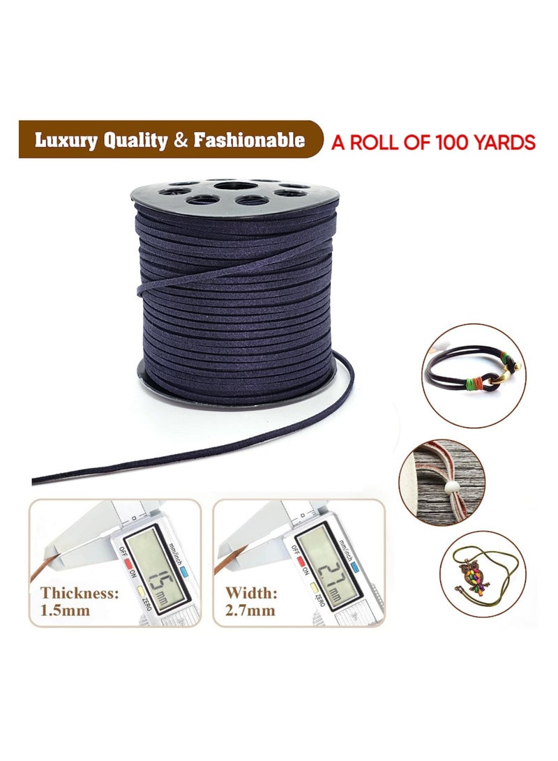 2.6mm Navy Blue Suede Cord, 100 Yards Flat Faux Leather Cord for Necklaces, Bracelets, Jewelry Making, Beading and DIY Crafts - Image 3