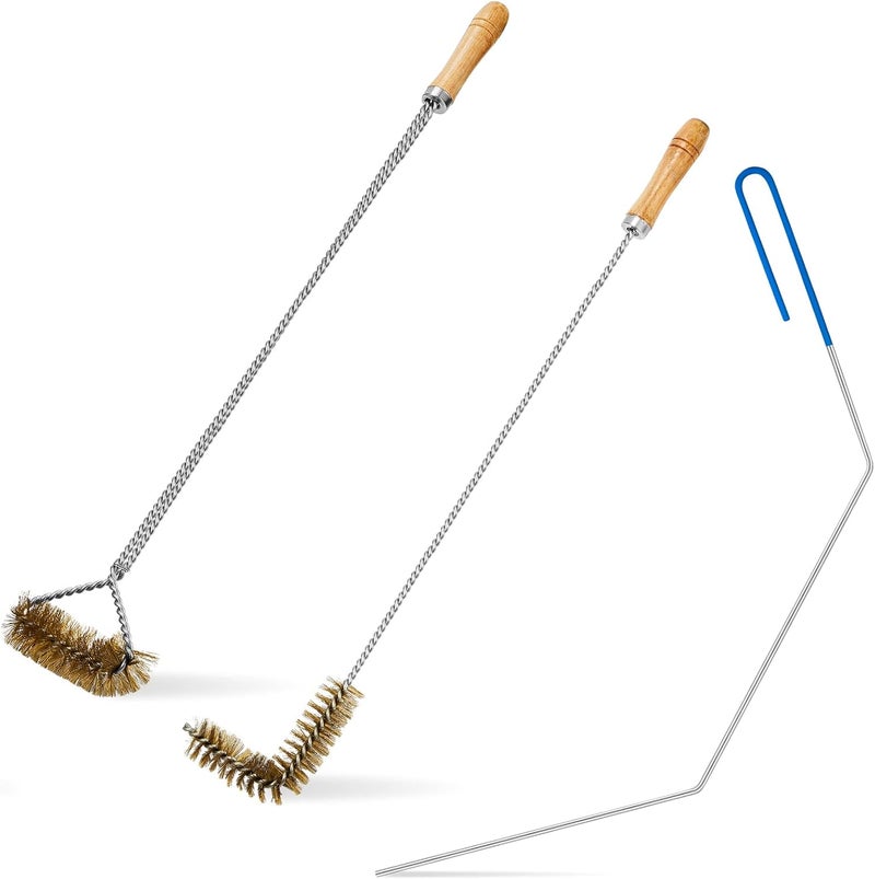 Nuenen 3 Pieces Fryer Cleaning Tools Including L Shaped Fryer Cleaning Brush, Deep Cleanout Rod and Long Handle Basket Brush, Good to 750f for Restaurant Accessories - Image 1