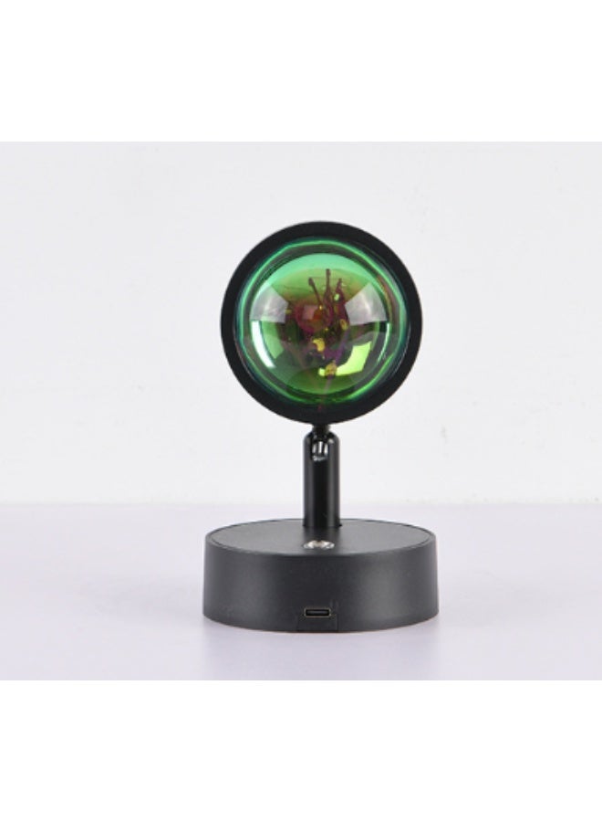 Rechargeable Magnetic Sunset Projection Lamp, 3W Touch Dimming, 433 Remote, 360 Degree Adjustable Head, Black