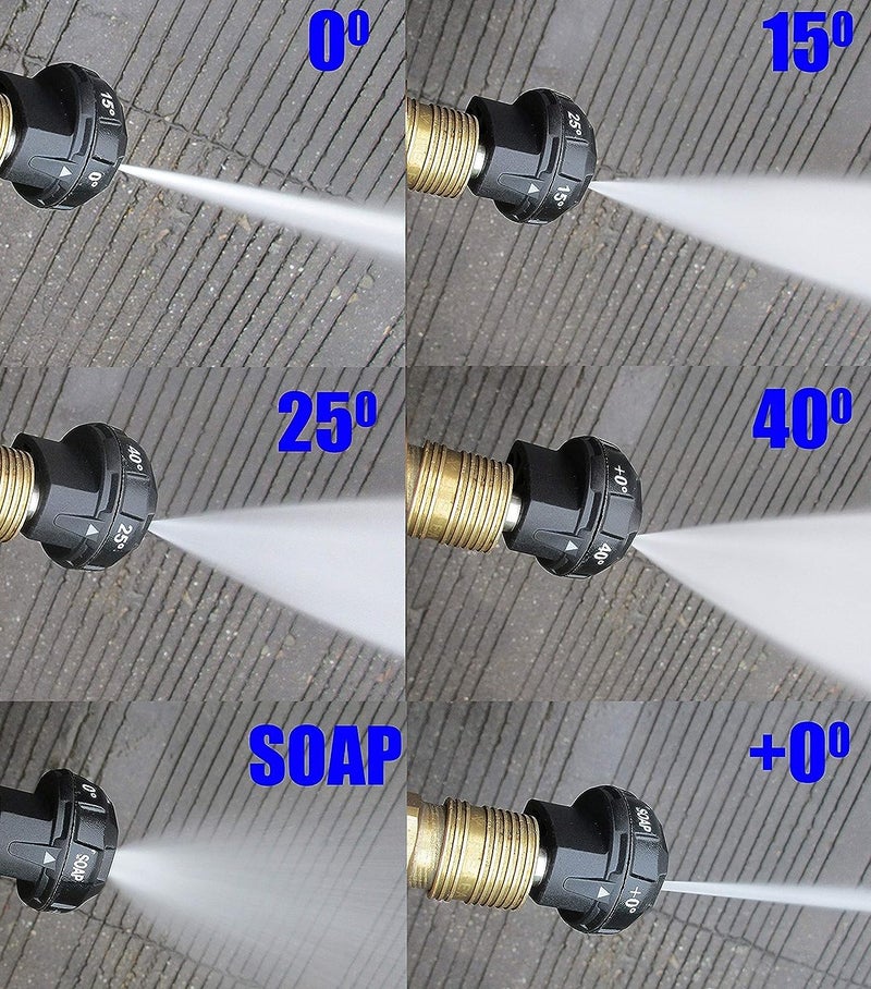 STARQ Aluminum Pressure Washer Nozzle Tips, 6-in-1 Quick Changeover, Adjustable Pressure Washer Nozzle with 1/4 Inch & 3/4 Quick Connect - Image 4