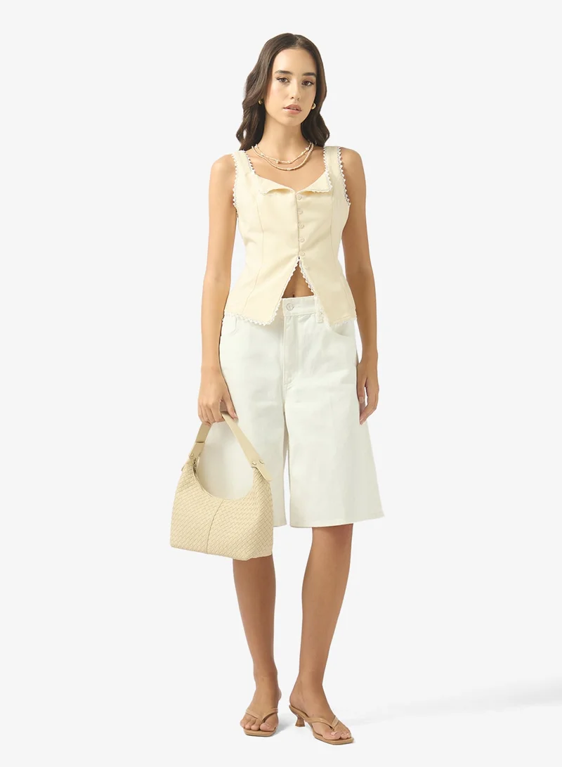 Ginger  Button Down Lace Trim Detail Top for Women | Best Price UAE