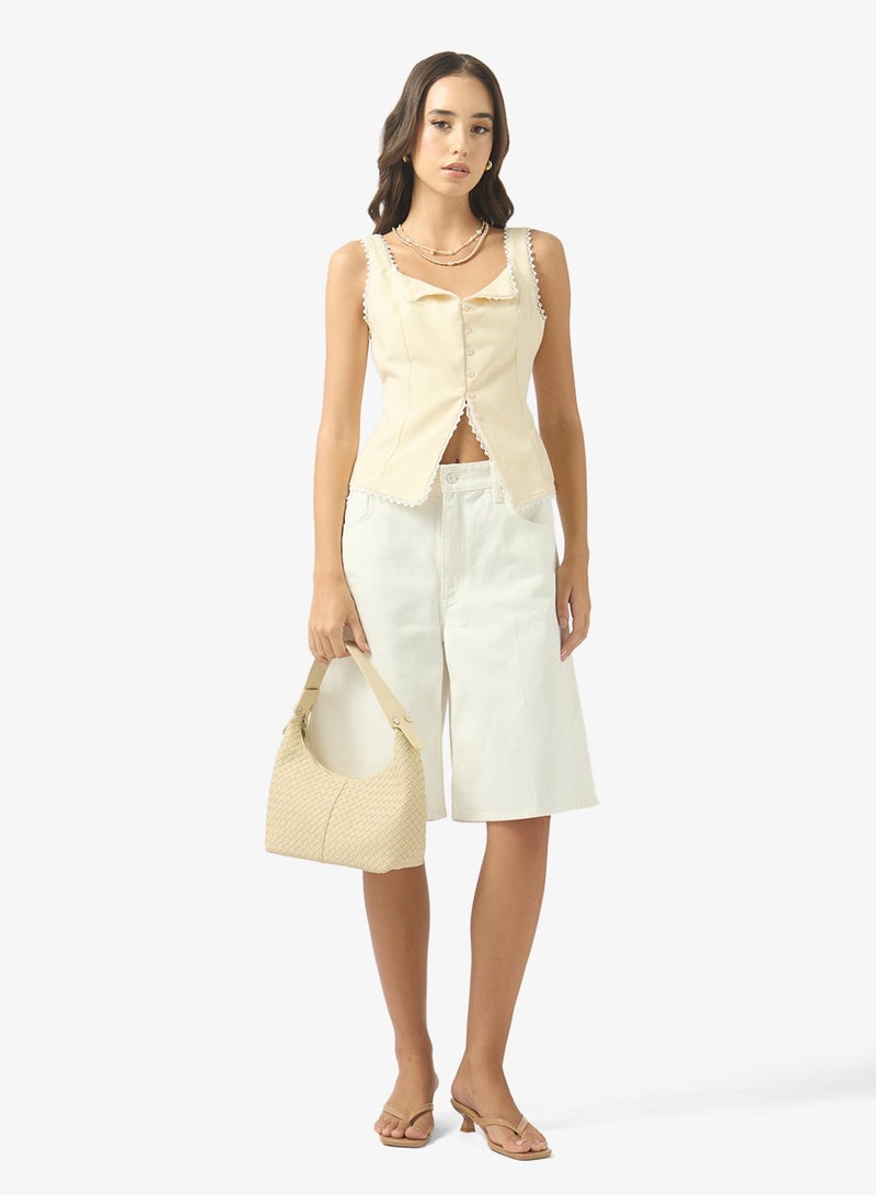 جينجر بلوزة بأزرار وزينة دانتيل - Image 4