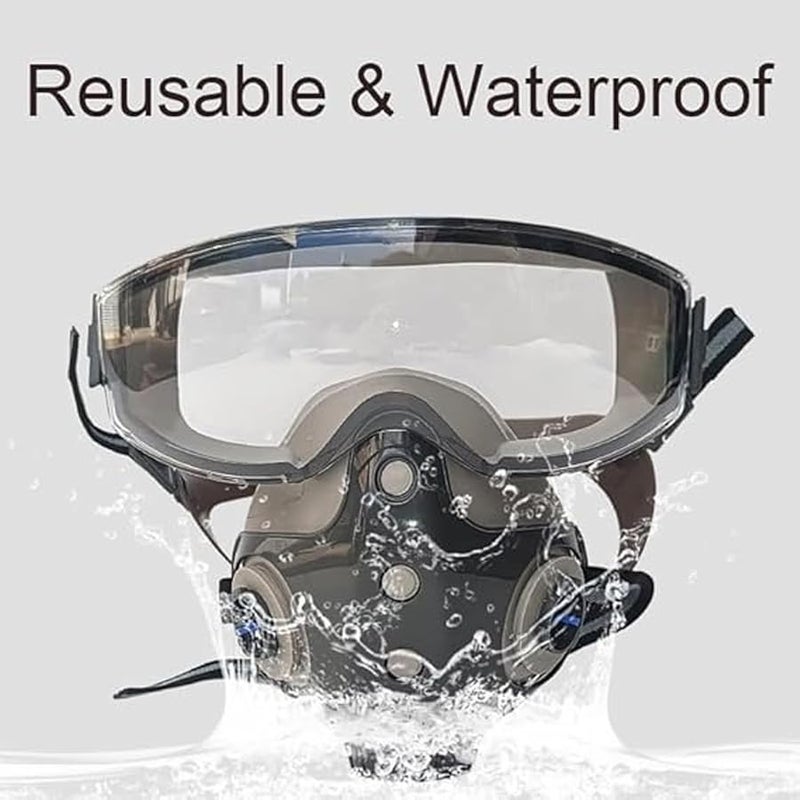 Full Face Reusable Respirator Mask Dust Proof with 10 Filters for Woodworking - Image 4