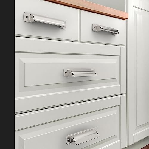 9BUILD 10 Pack Brushed Satin Nickel Cabinet Cup Pulls 5 Inch Cabinet Handles Kitchen Cabinet Hardware Cup Pulls for Cabinets Nickel Drawer Pulls Zinc Alloy Drawer Handle - Image 3