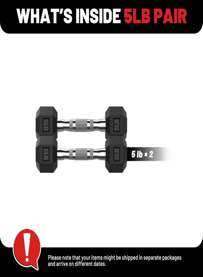 PAPABABE Dumbbells Set of 2 5lbs Dumbbells Pair, 5 Pounds Hand Weights for Women Men at Home, Free Weights Dumbbells Set for Home Gym Equipment, Pesas Mancuernas para Ejercicios de Hombre Casa. - Image 2