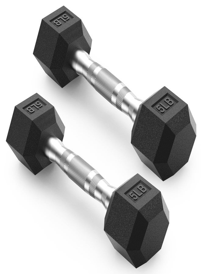PAPABABE Dumbbells Set of 2 5lbs Dumbbells Pair, 5 Pounds Hand Weights for Women Men at Home, Free Weights Dumbbells Set for Home Gym Equipment, Pesas Mancuernas para Ejercicios de Hombre Casa. - Image 1