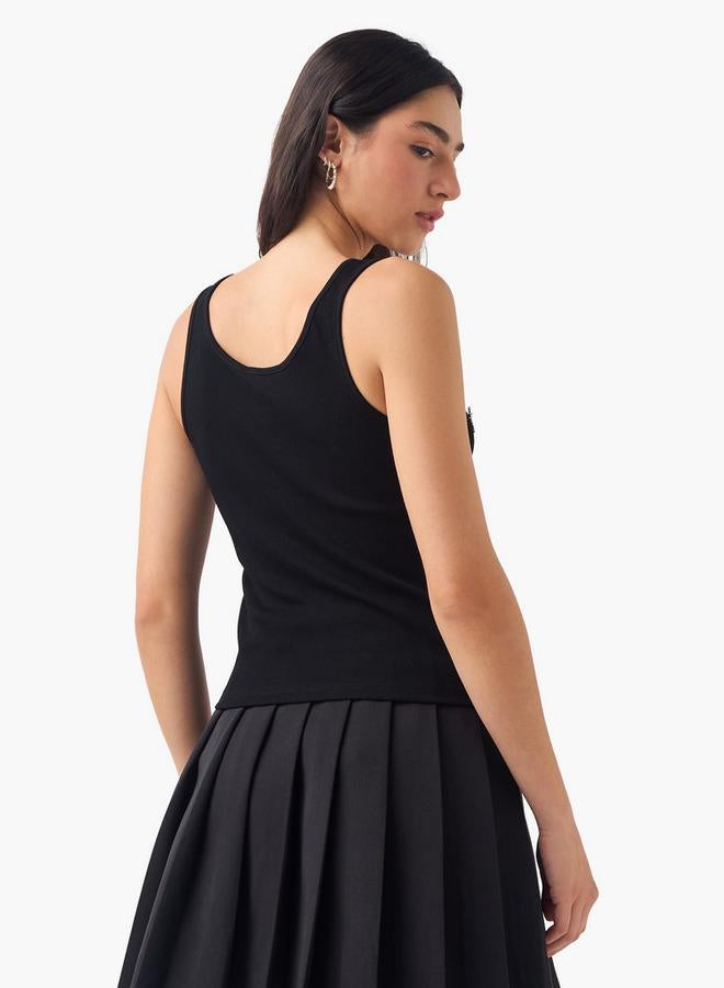 2Xtremz Ribbed Bow Embellished Sleeveless Top - Image 3