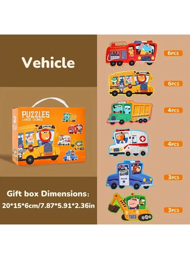 Transportation And Farm Animal Puzzles Gift Set With Drawstring Storage Bag Educational Toys - Image 5