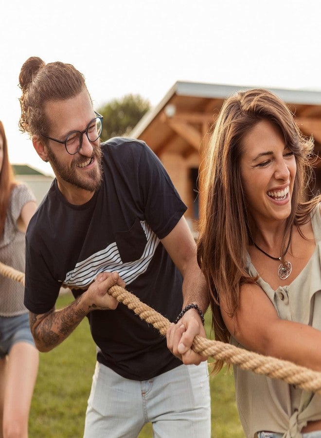 BLUE PANDA Field Day Tug of War Rope - 50 ft Brown Jute - Team Building Activity & Summer Camp Outdoor Rope with Flag & Whistle for Relay Race, Sack Race & Obstacle Course for Adults - Image 2
