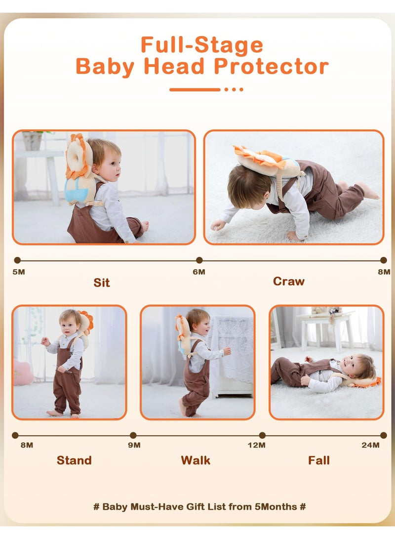 YelaJoy Baby Anti-Fall Pillow Head Protector Backpack, Large Breathable Mesh Yellow Lion Toddler Fall Head Protection Cushion for Learning Walking, Without Cross Chest Strap - Image 5