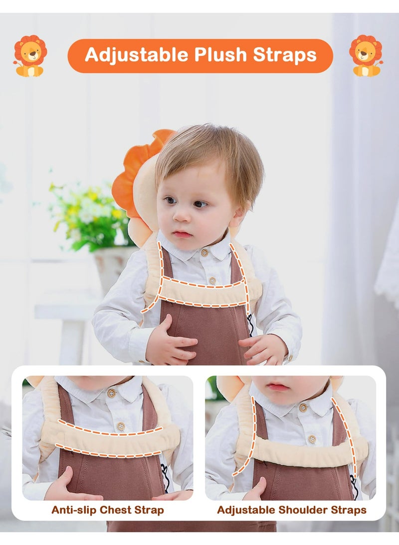 YelaJoy Baby Anti-Fall Pillow Head Protector Backpack, Large Breathable Mesh Yellow Lion Toddler Fall Head Protection Cushion for Learning Walking, Without Cross Chest Strap - Image 4