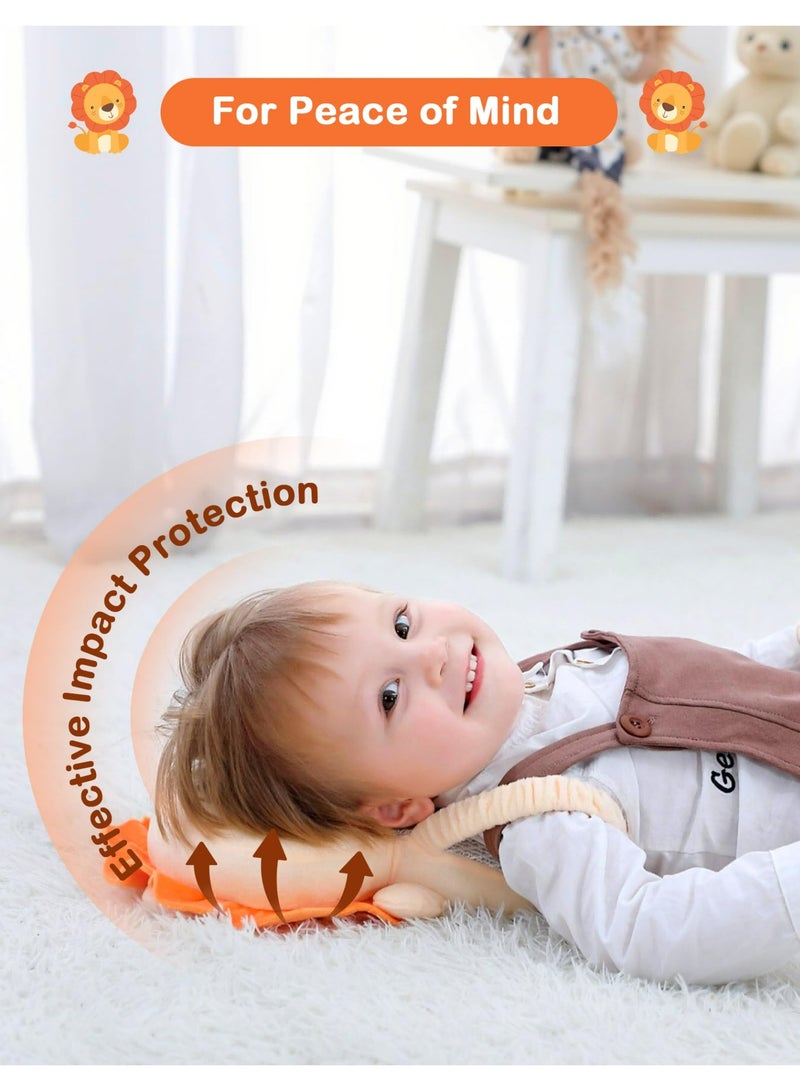 YelaJoy Baby Anti-Fall Pillow Head Protector Backpack, Large Breathable Mesh Yellow Lion Toddler Fall Head Protection Cushion for Learning Walking, Without Cross Chest Strap - Image 3