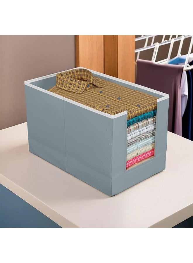 Kuber Industries Shirt Organizer for Wardrobe|Foldable Non Woven Shirt Stacker|Designer Cupboard Organizer for Clothes |Clothes Storage box|Pack of 3 (Grey) - Image 2
