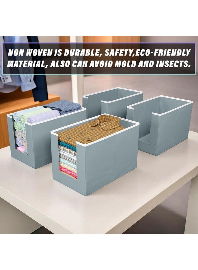 Kuber Industries Shirt Organizer for Wardrobe|Foldable Non Woven Shirt Stacker|Designer Cupboard Organizer for Clothes |Clothes Storage box|Pack of 3 (Grey) - Image 4